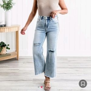 Risen Free People Exclusive Wide Leg Ankle Jeans